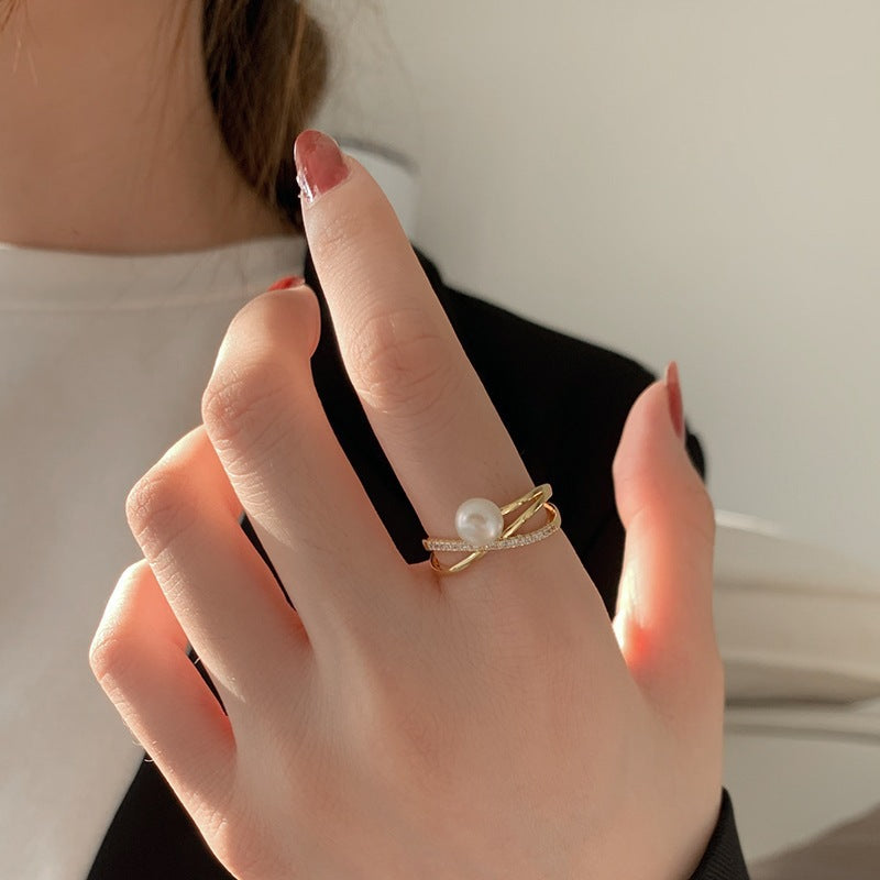 Pearl Female Fashion Super Fairy Personalized Index Finger Light Luxury Rings