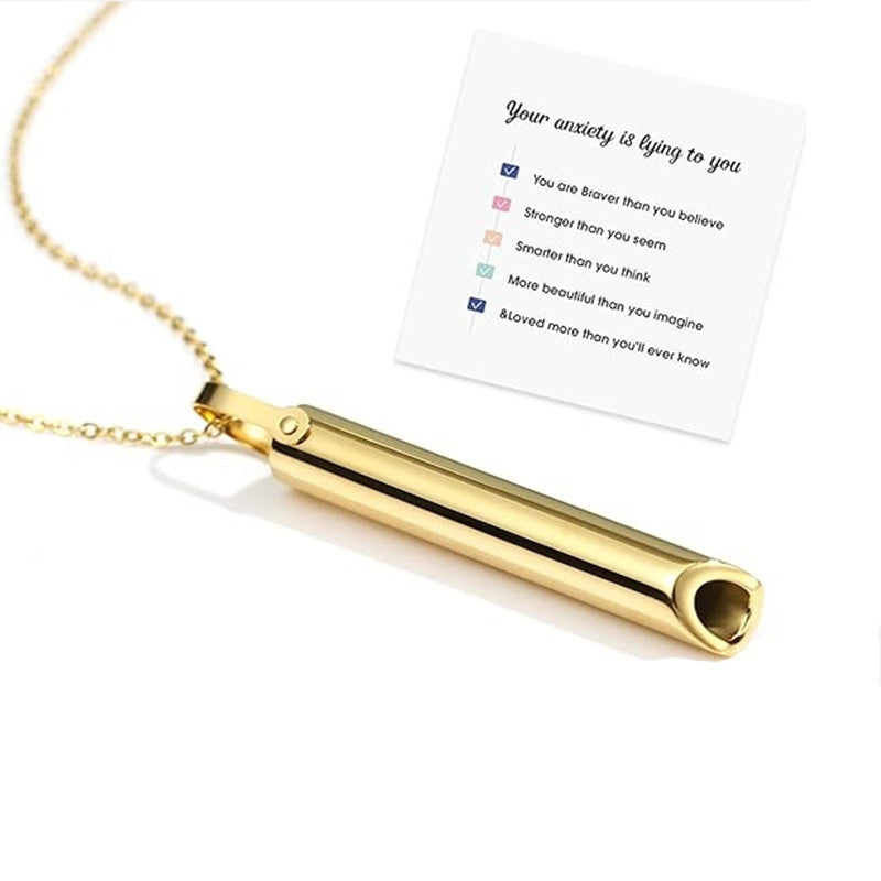 Steel Decompression Whistle Meditation Adjust Breathing Necklaces