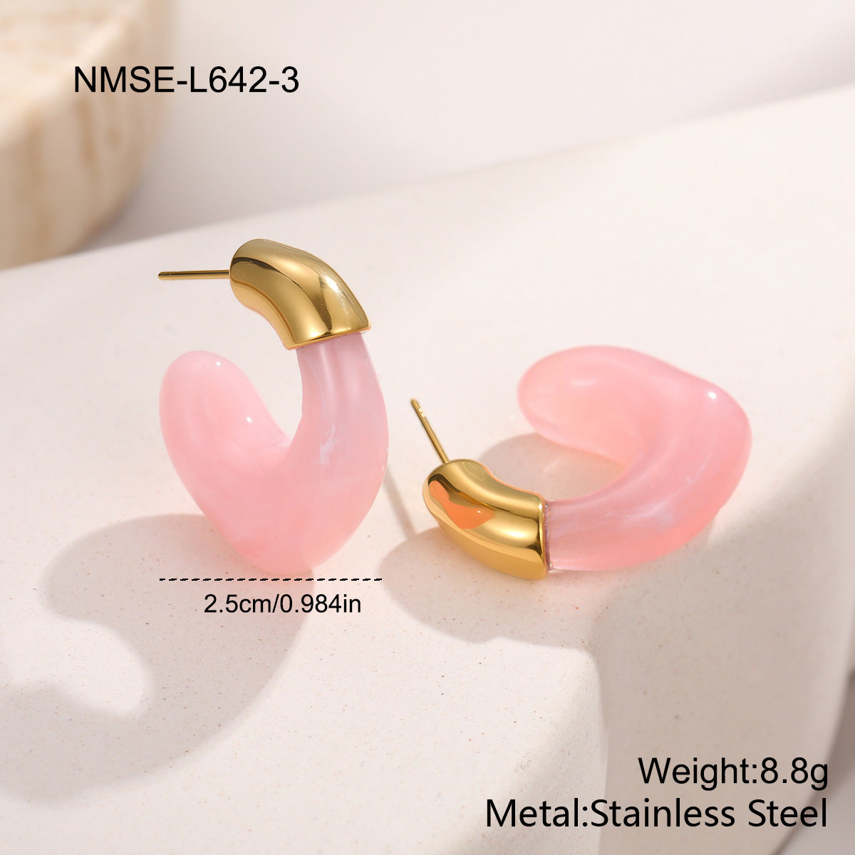 Stainless Steel Fresh Color Irregular Resin Female Niche Design Earrings