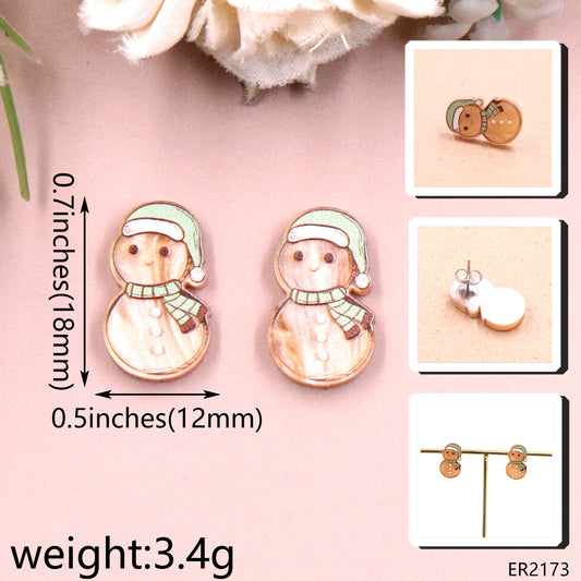 Tree Gingerbread Man Candy Cute Fashion Earrings