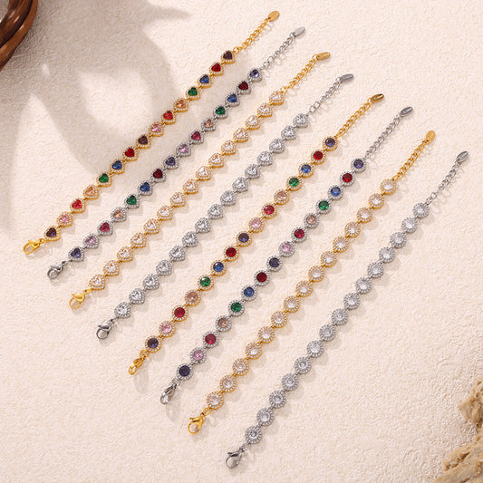 Stainless Steel Zircon Fashion Dopamine Advanced Shining Bracelets