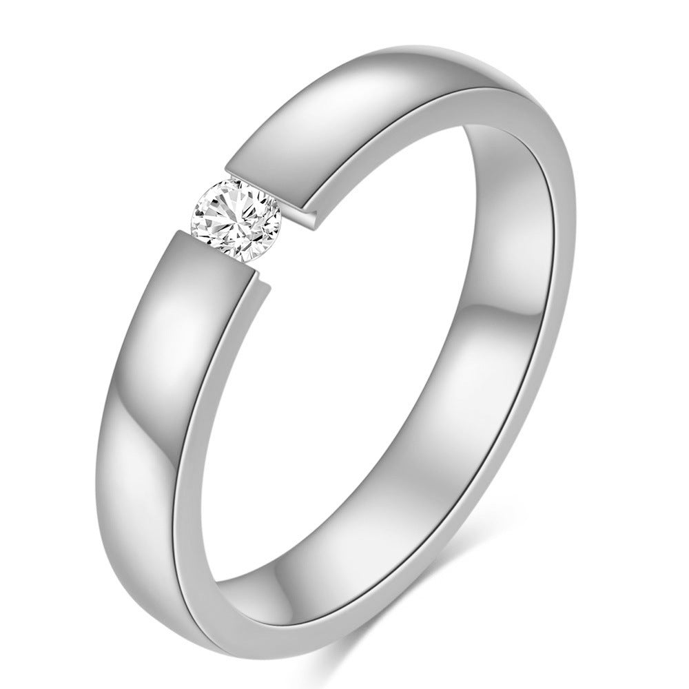Simple Stylish Glossy Diamond Laser Stainless Rings