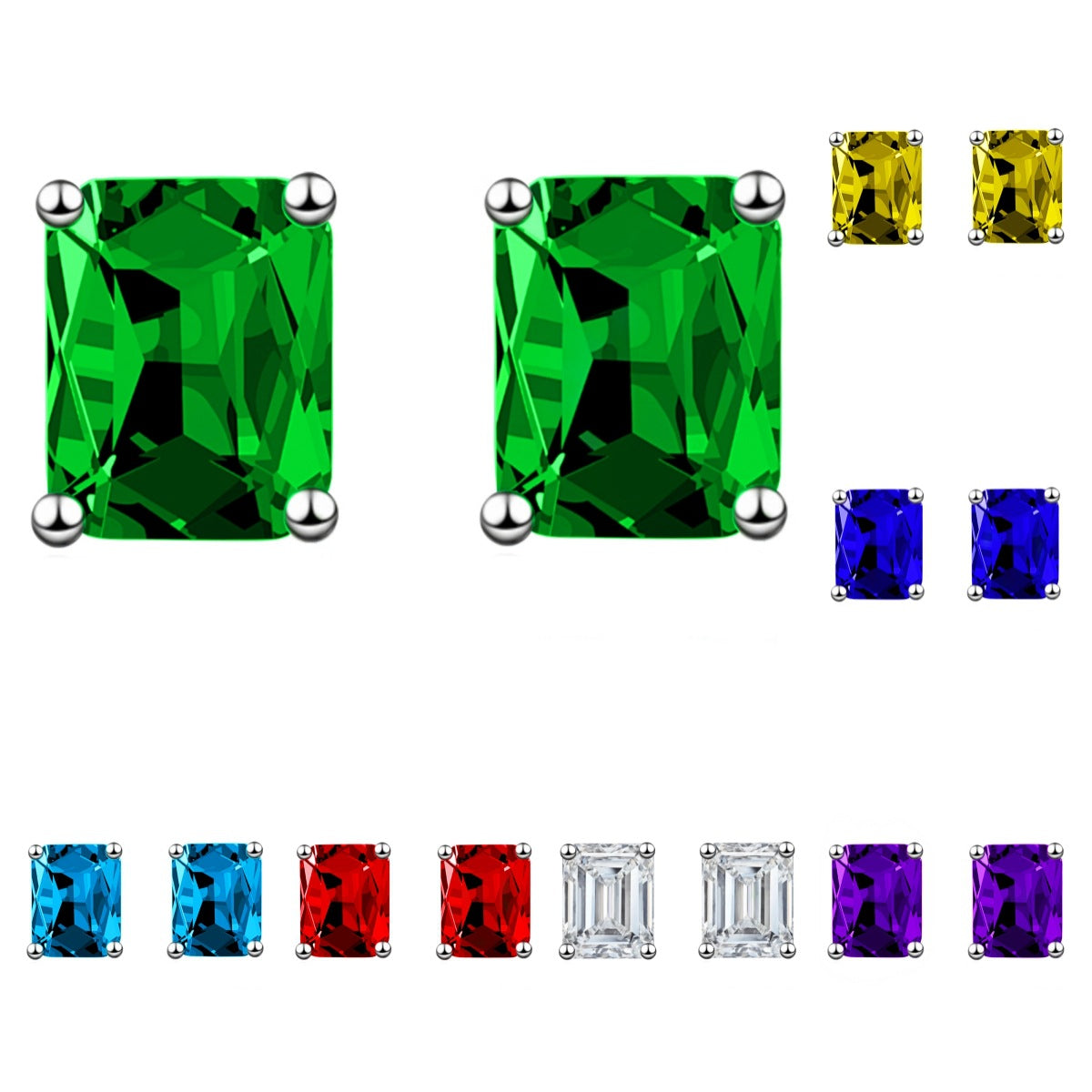 Fashion Rectangular Emerald Rose Gold Plated Rings