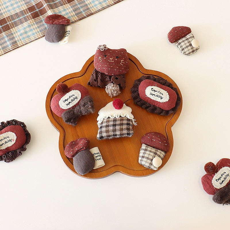 Filled Cartoon Cat Mushroom Hairpin Clothing Jewelry Accessories