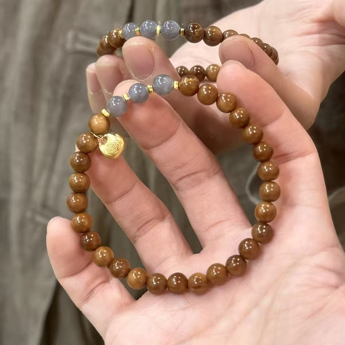 Double Obsidian Three Pterocarpus Jade Cook Bracelets