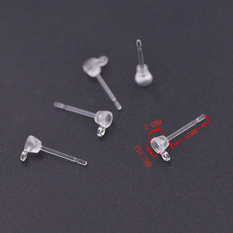 Plastic Auricular Needle Flat Ear Transparent Stud Earrings
