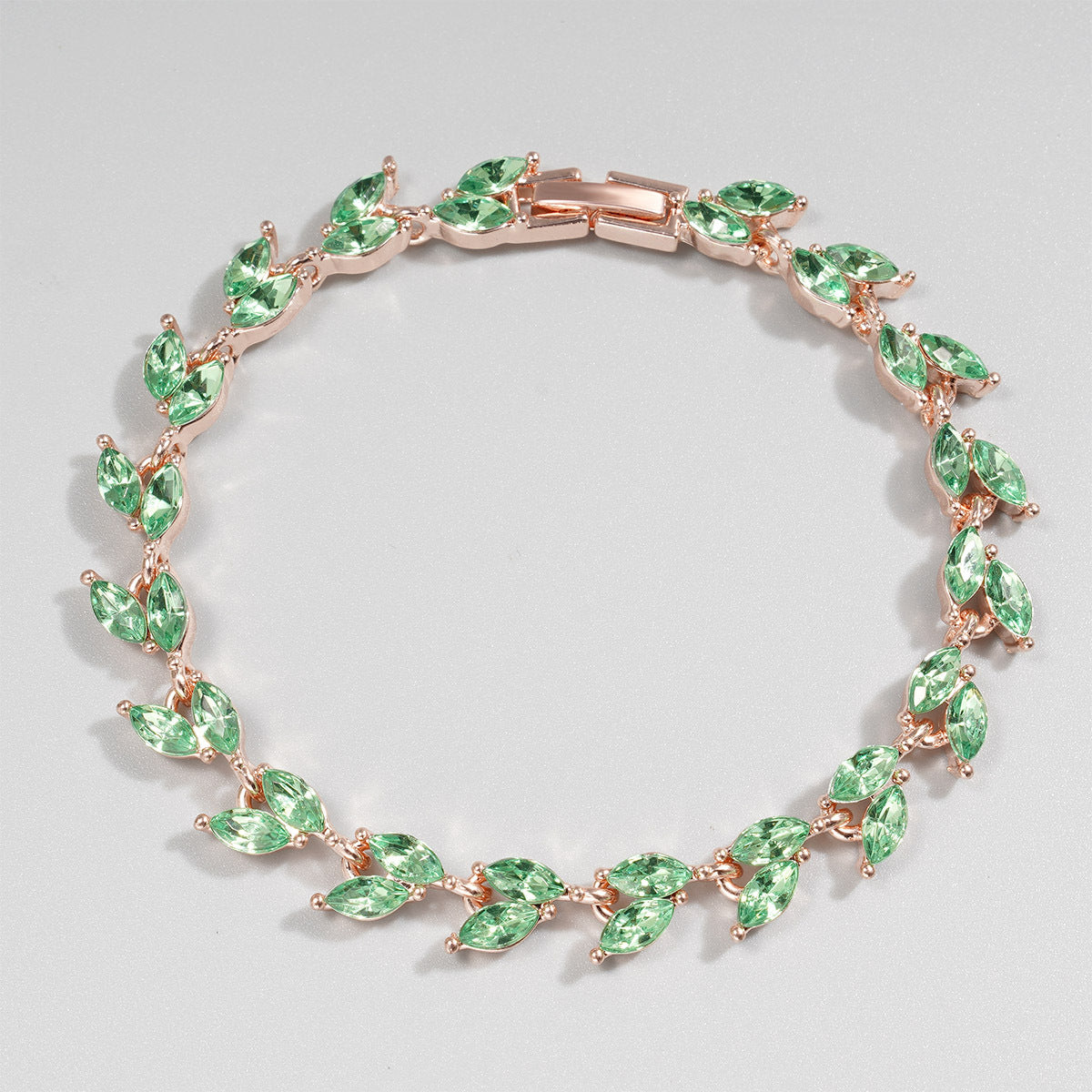 Green Zircon Female Small Willow Leaf Crowd Bracelet