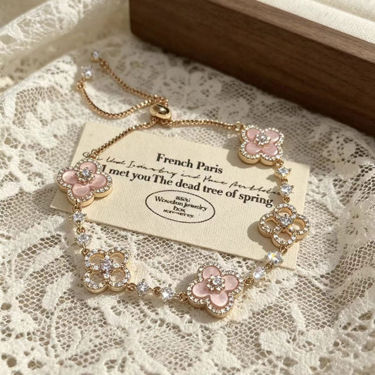 Pink Clover Adjustable Light Luxury Design Bracelets