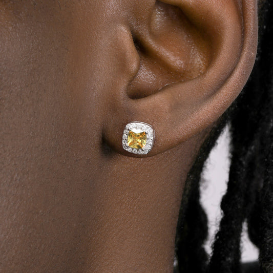 Women's & Men's Rock Candy Sier-plated Full Diamond Street American Earrings