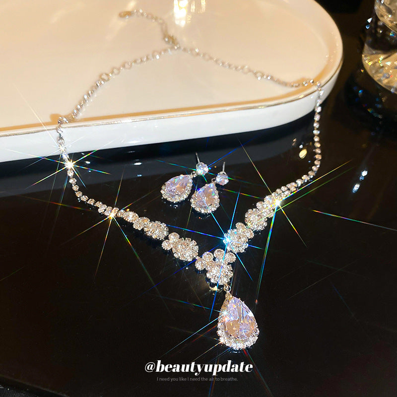 Women's Zircon Water Drops High Sense Affordable Jewelry Set
