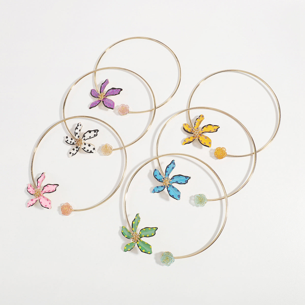 Fashion Unique Exaggerated Personalized Flower Polka Dot High Rings