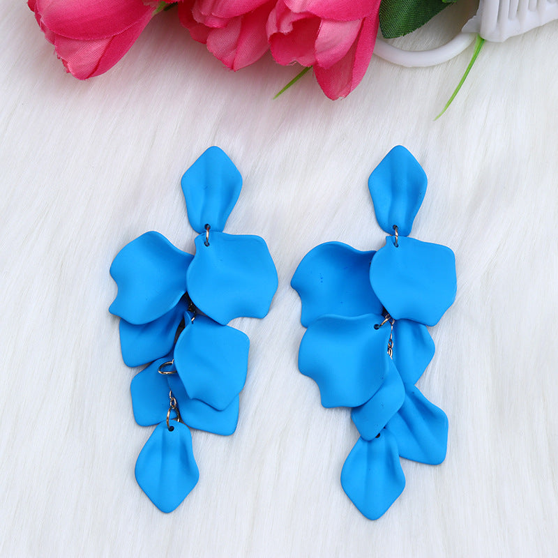 Women's Fashion Personality Tassel Petals Candy Color Design Earrings