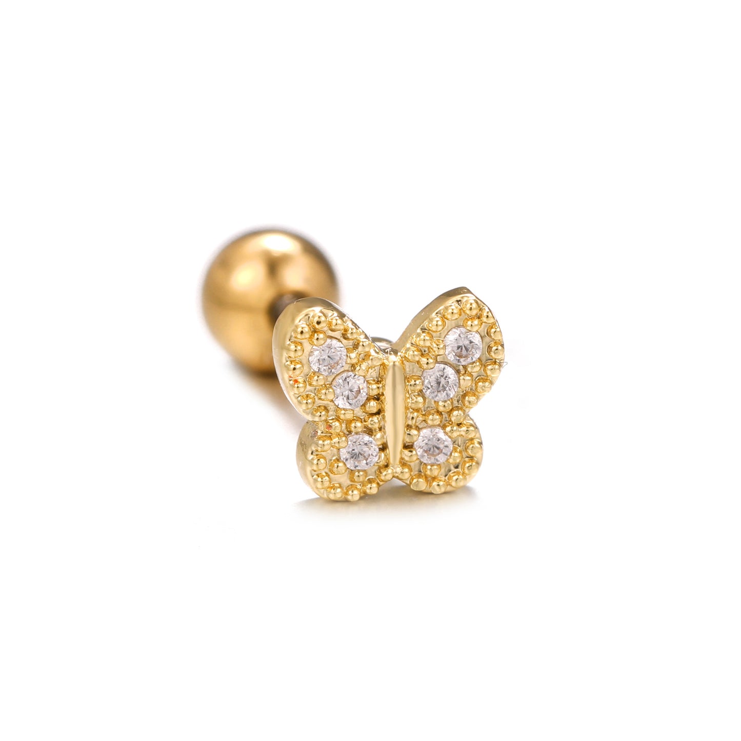 Mori Style Fresh Zircon Flower Ear Bone Stainless Steel Fine Stud Earrings