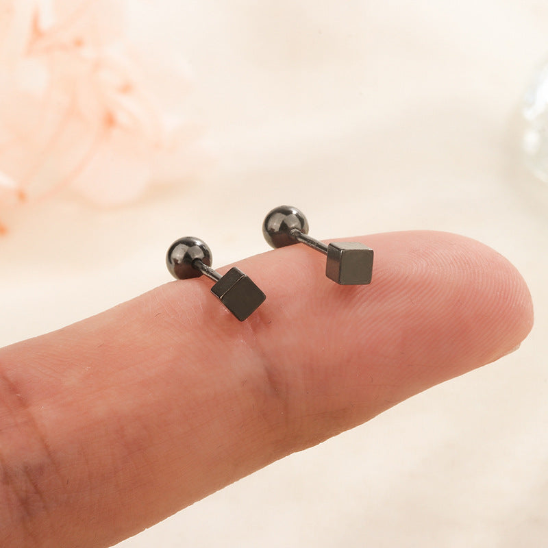 Women's Square Screw For Graceful Petite Geometric Sleeping No Need To Stud Earrings