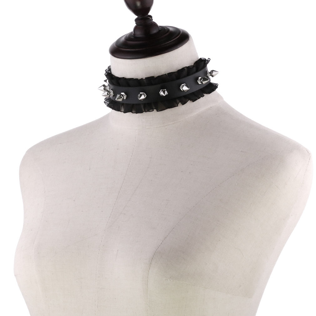 Punk Soft Lace Spike Rivet Neckband Sexy Elegant Collar