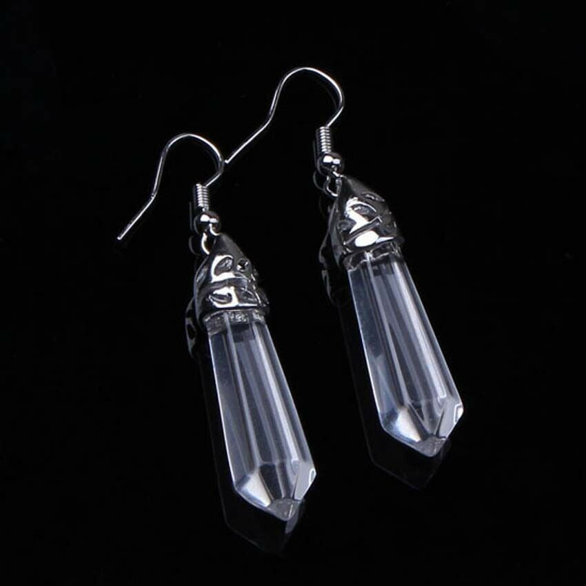 Fashion Personalized Natural Crystal Gemstone Hexagon Earrings