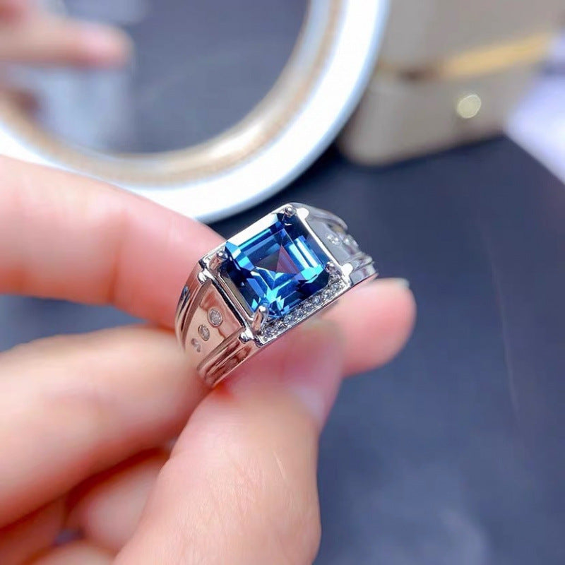 Women's & Men's Popular Sapphire Open Square Diamond Full Retro Ring