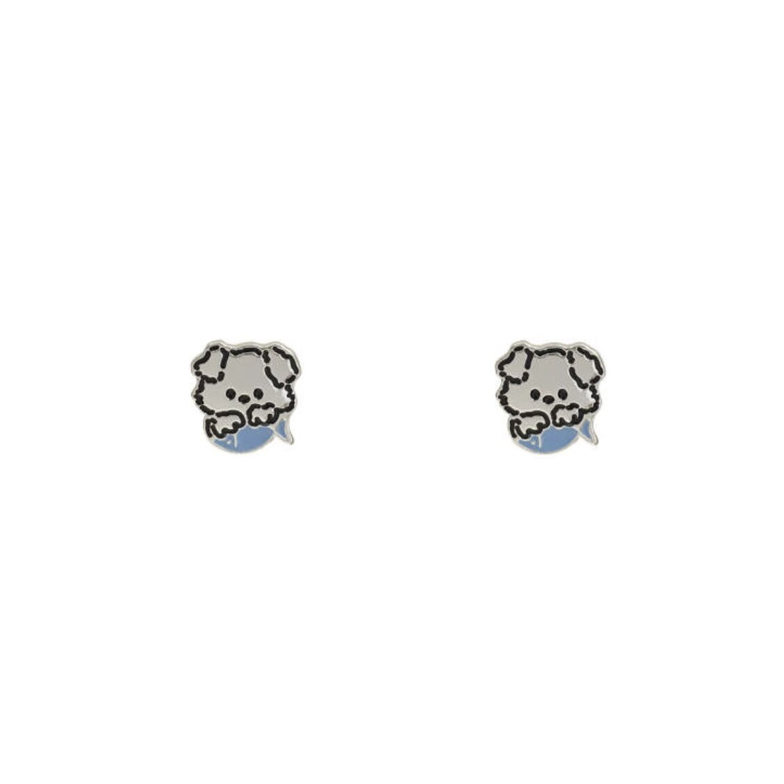 Iti Blue Dog Female Sier Needle Earrings