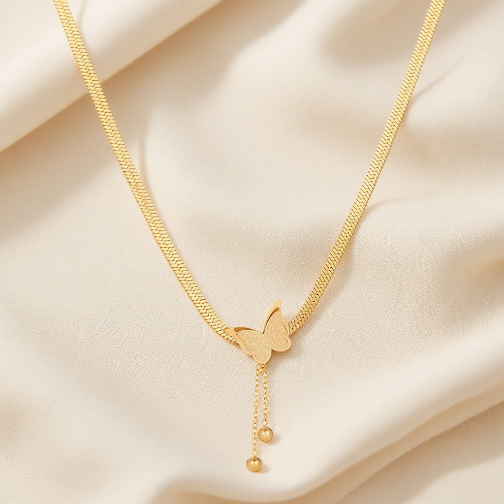 Titanium Female Like Flat Snake Hip Necklaces