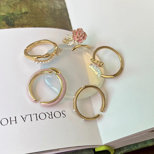 Sense Exaggerated Index Finger Flower Pearl Rings