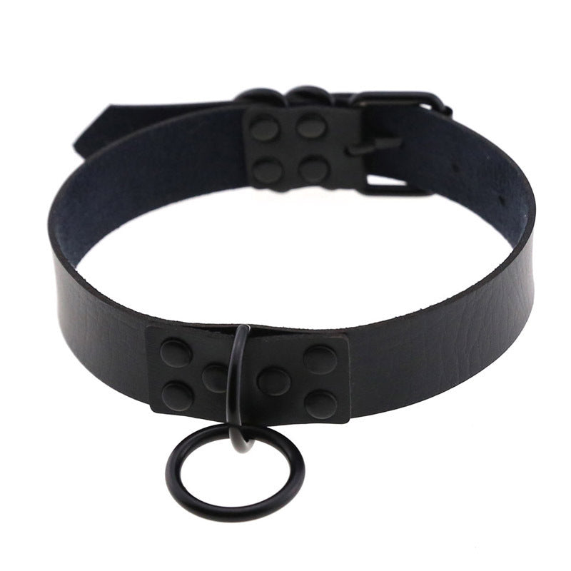 Style Leather Swimming Black Nail O-shaped Necklaces