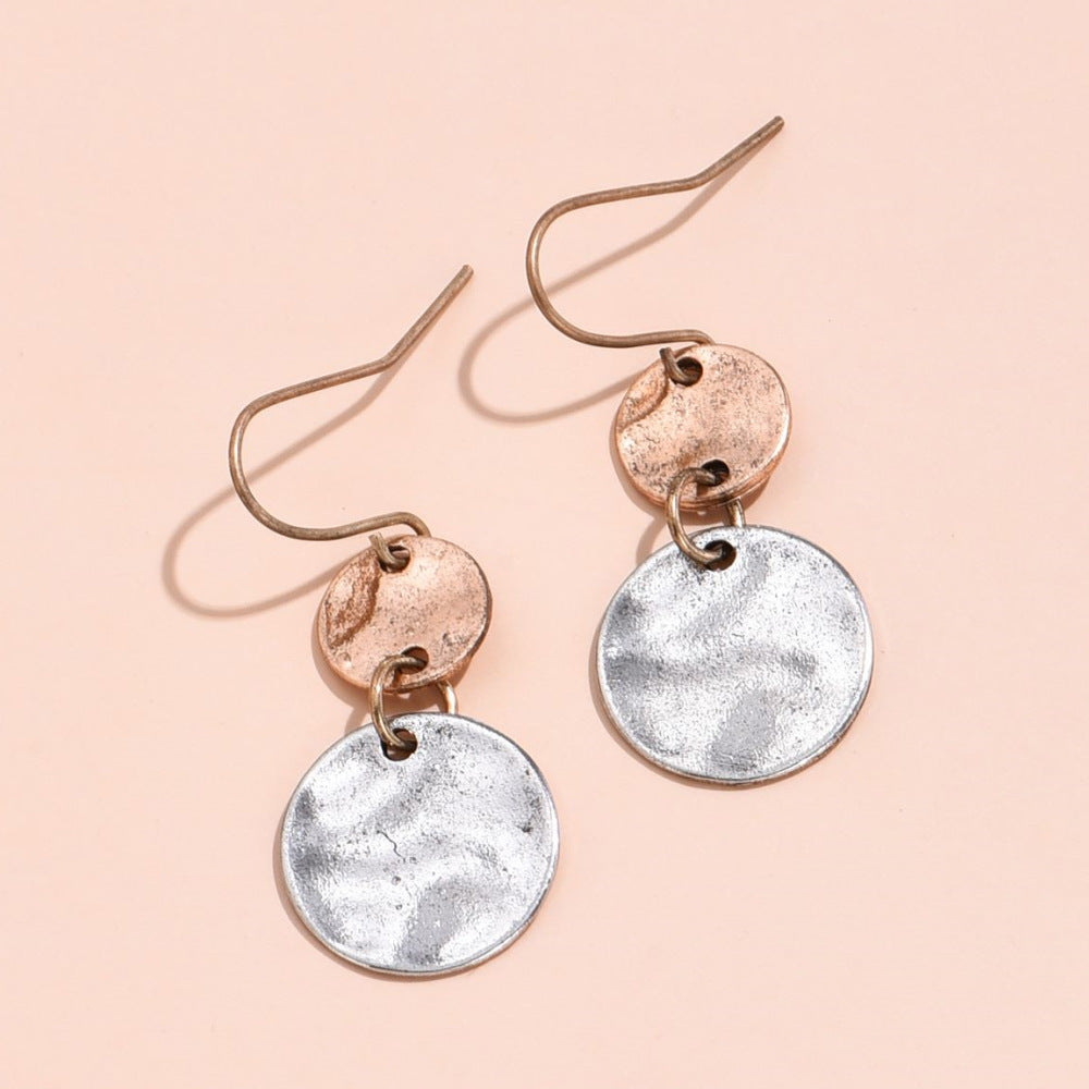 Retro Fashion Large Small Stitching Two-color Earrings