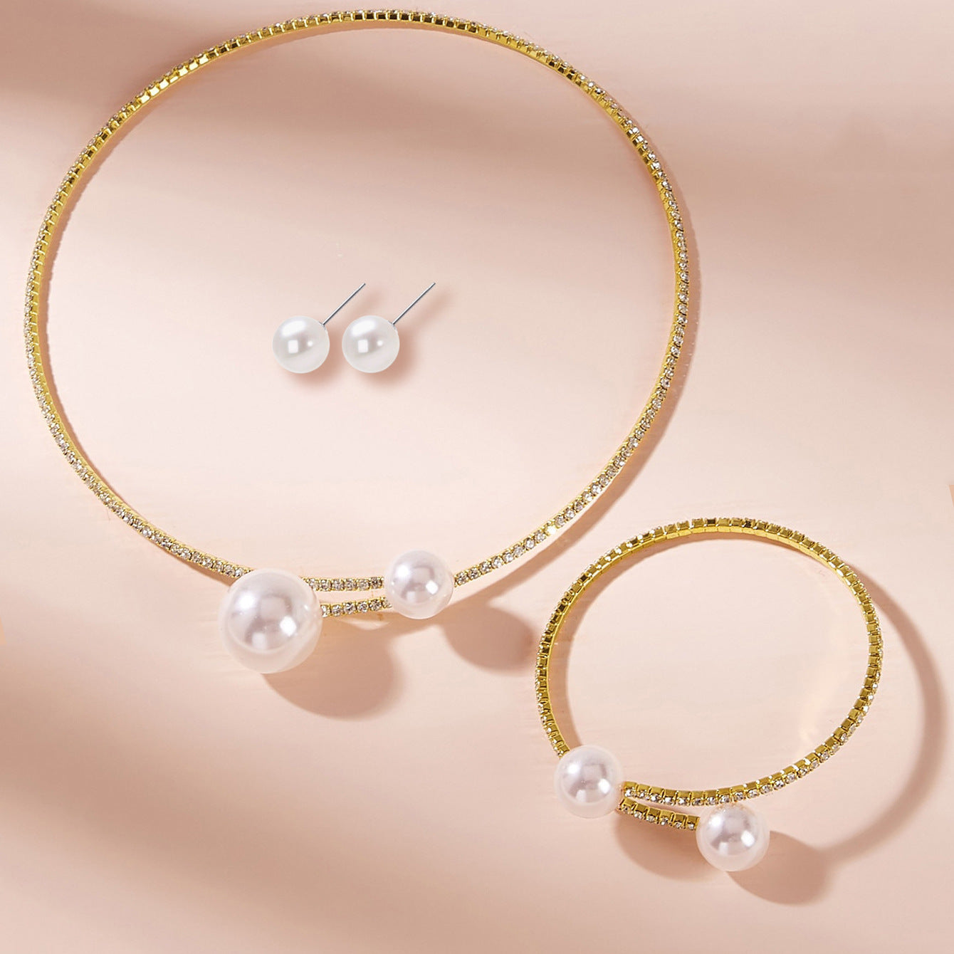 Women's Simple Clavicle Chain Full Diamond Large Jewelry Set