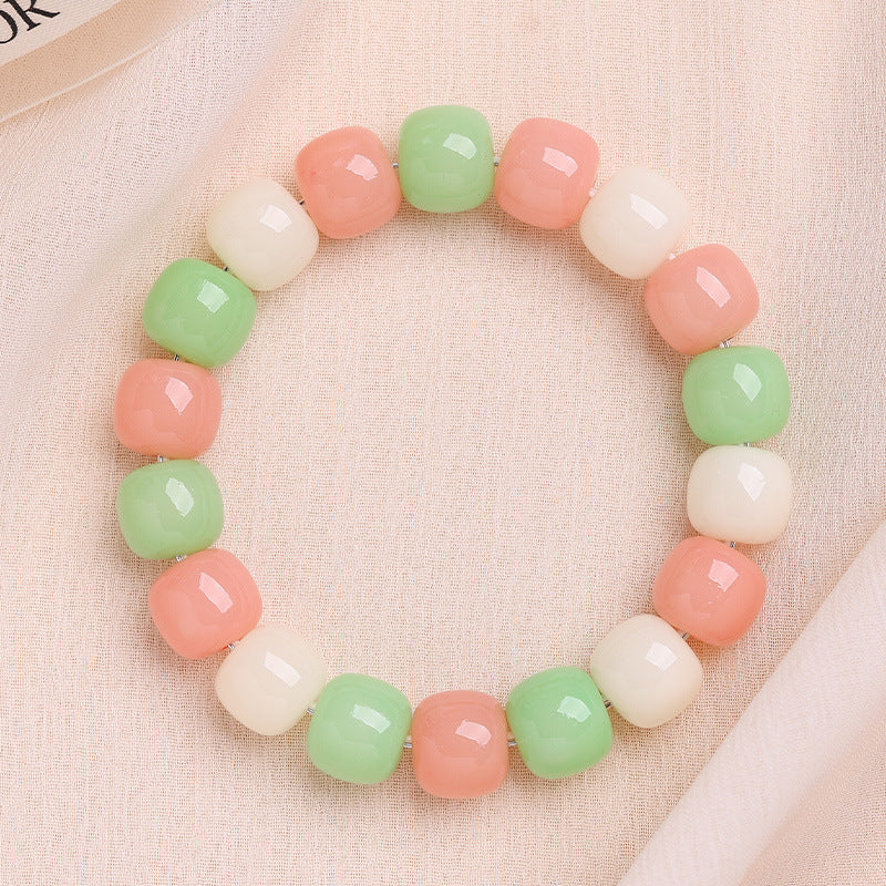 Men's Bodhi Pliable Temperament Skin Root Gradient Old Barrel Buddha Beads Bracelet