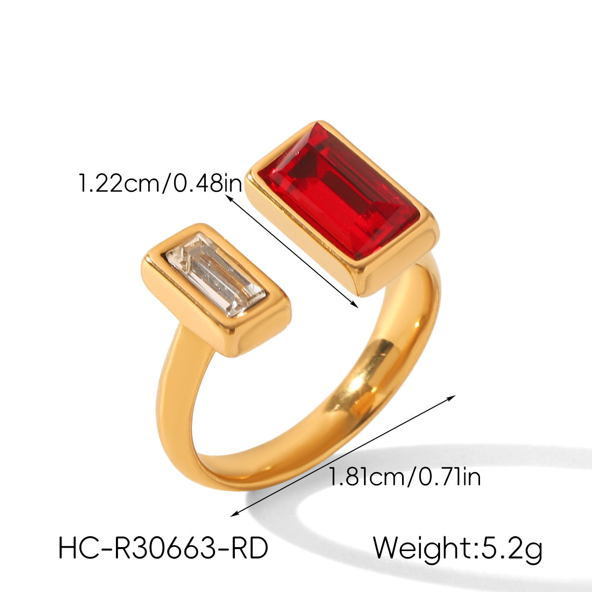 Geometric Zircon Light Luxury High-grade Stainless Steel Open Female Rings