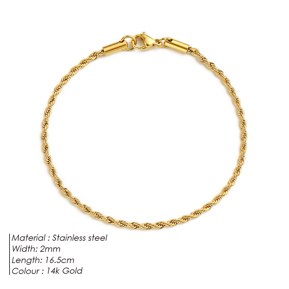 Women's American Simple Personalized Gold Twist Bracelets