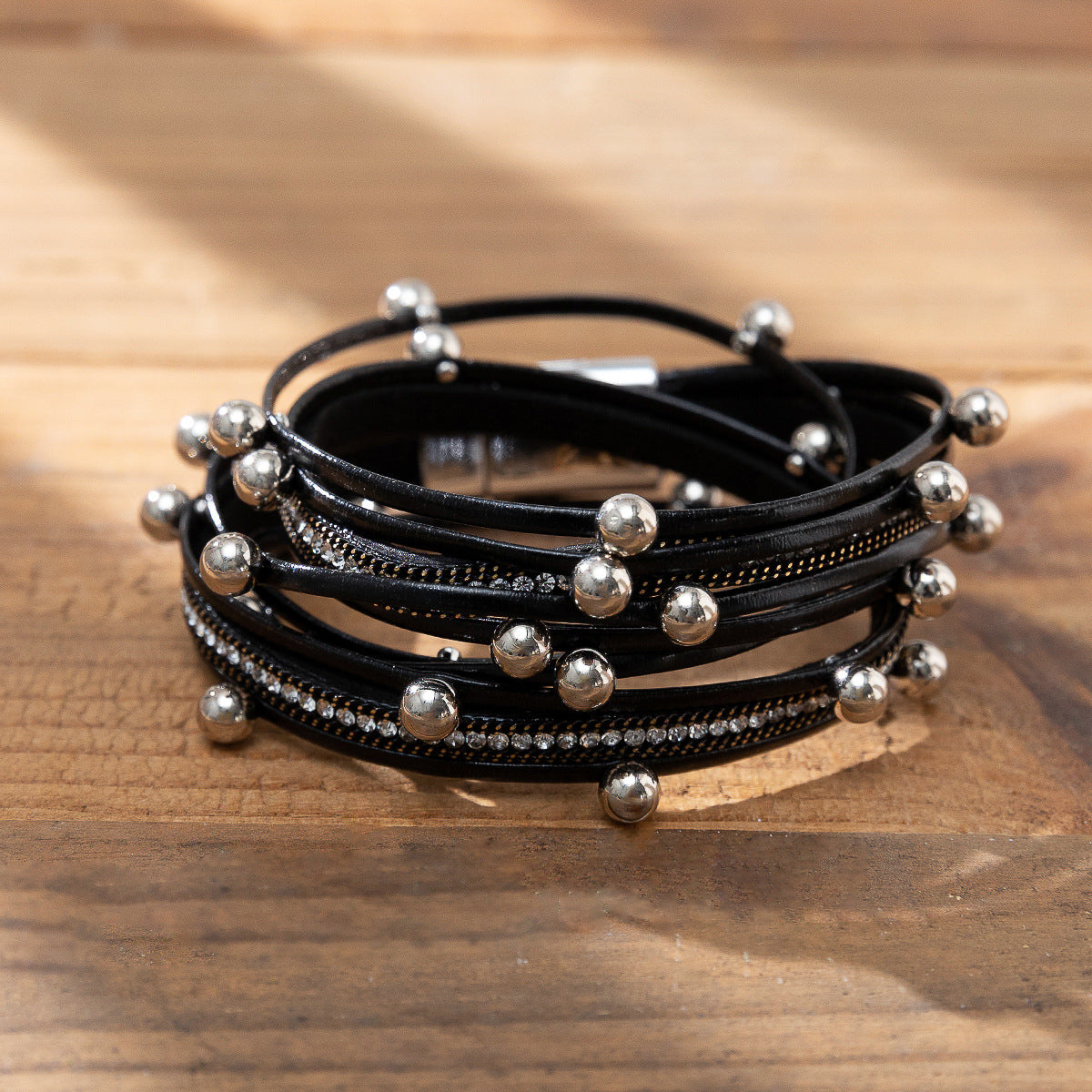 Punk Magnetic Buckle Leather Tide Winding Bracelets