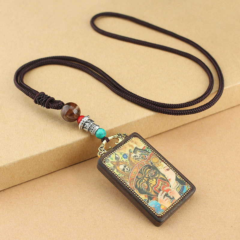 Handmade Blackwood Yellow God Of Wealth Necklaces