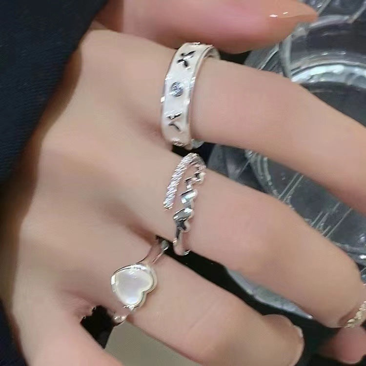 Luxury Style Heart Shell Niche Temperament Girlfriends Couple High Sense Rings
