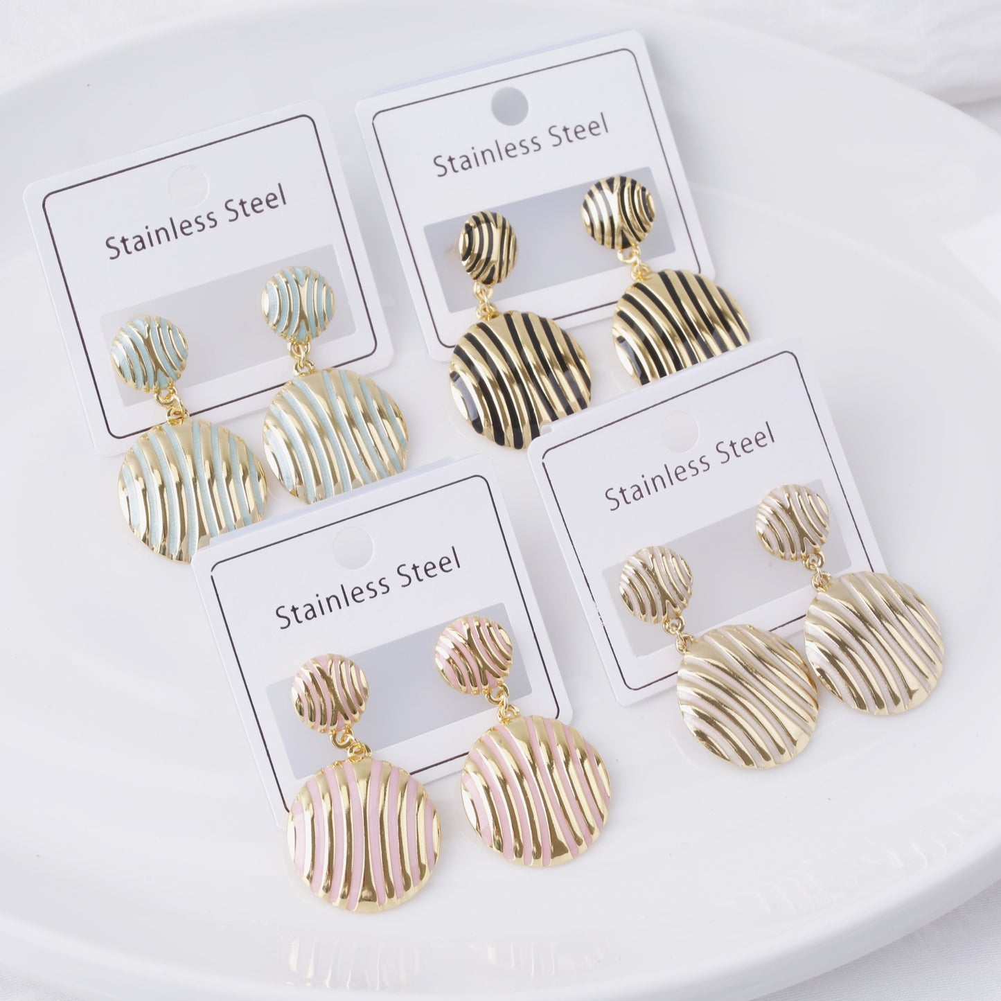 Women's Stainless Steel White Imitation Pearl Drip Glazed Flower High-grade Earrings