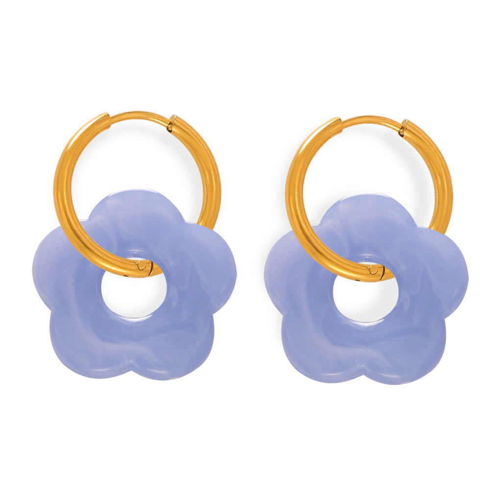 Women's Simple Sweet Fashion Titanium Steel Gold-plated Chain Flower Jewelry Set