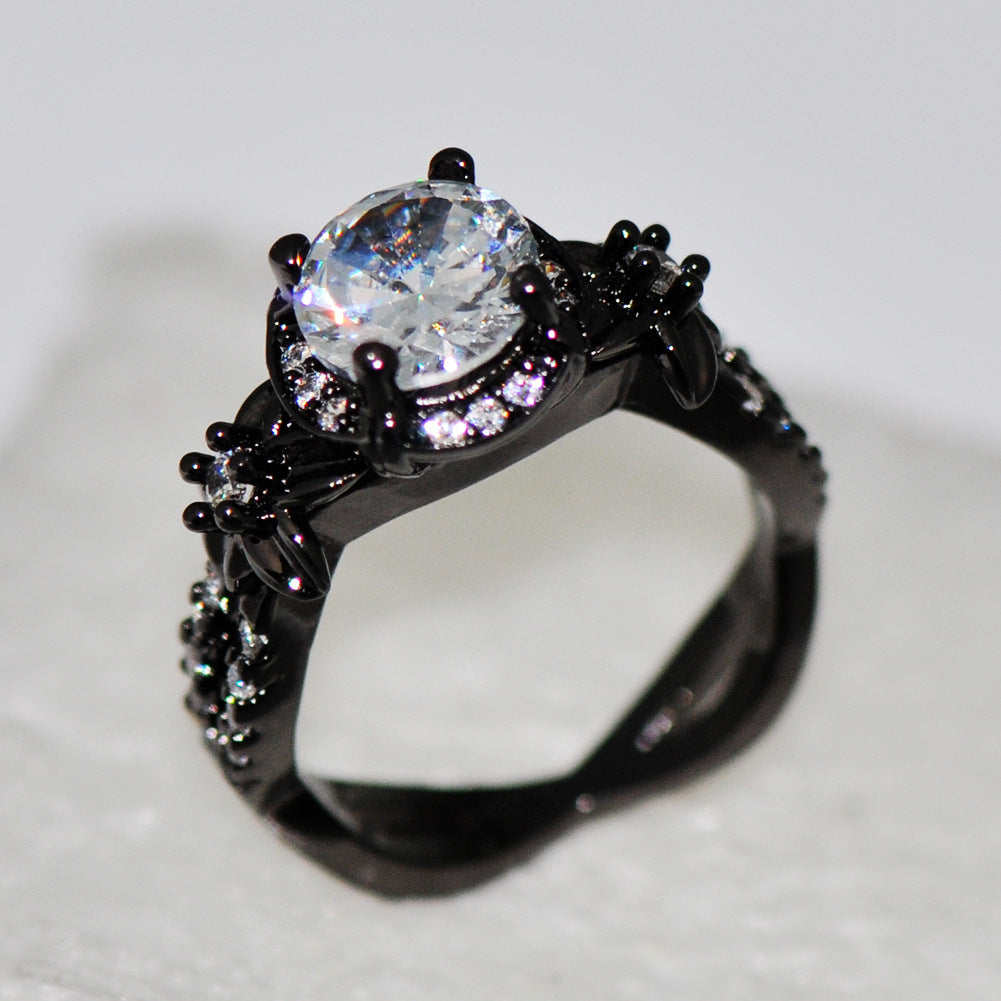 Orange Dark Black Gold Diamond Full Rings
