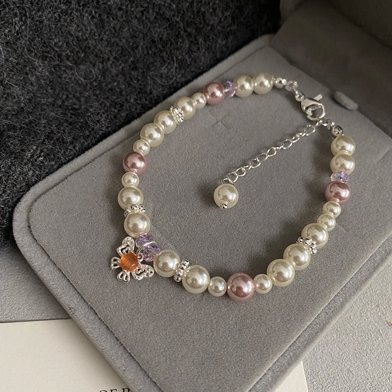 Women's Pearl Light Luxury Minority High-grade Sweet Elegance Exquisite Painted Bracelet