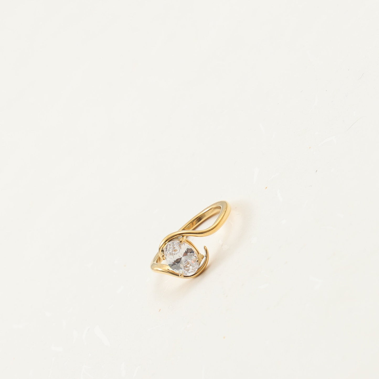 Oval Zircon Titanium Steel Gold Plating Ring