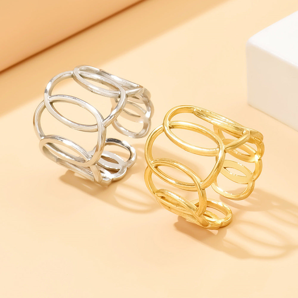 Steel Female Cold Wind Vacuum Vapor Plating Gold Titanium No Rings