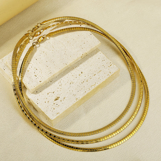 Women's & Men's Fashion Titanium Steel Simple Popular Round Gold Necklaces