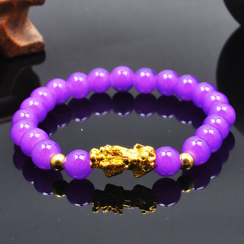 Pi Red Green Glass Bead Six Words Mantra Gold Will Bracelet