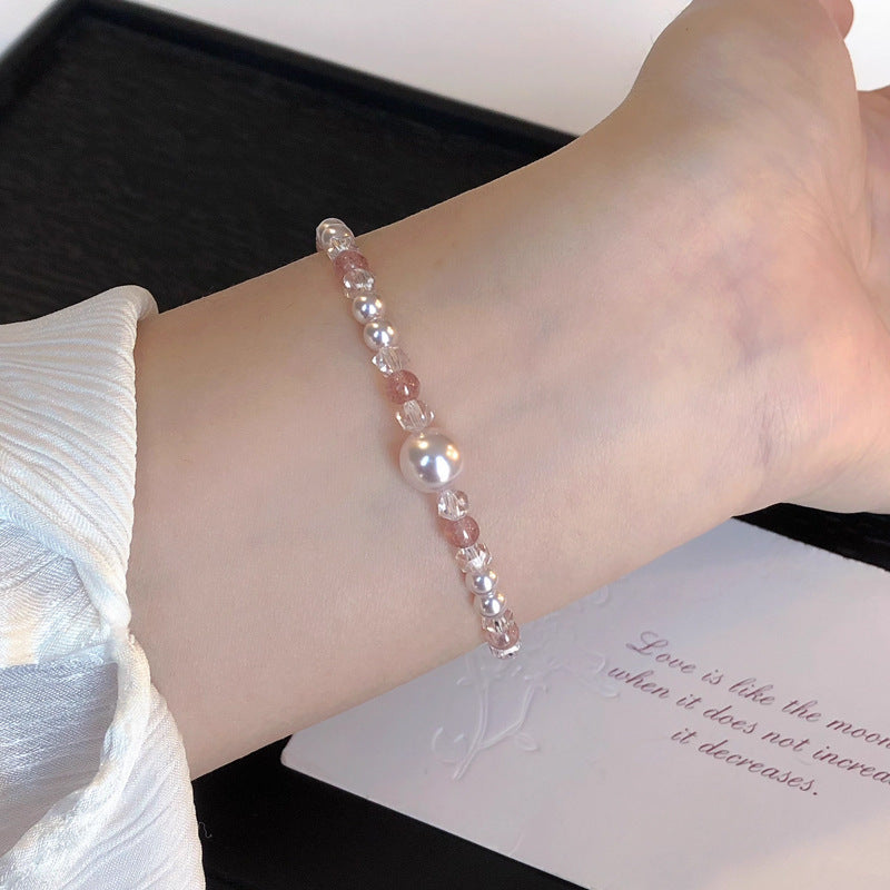 Rose Strawberry Pearl Light Luxury High-grade Female Crystal Bracelets