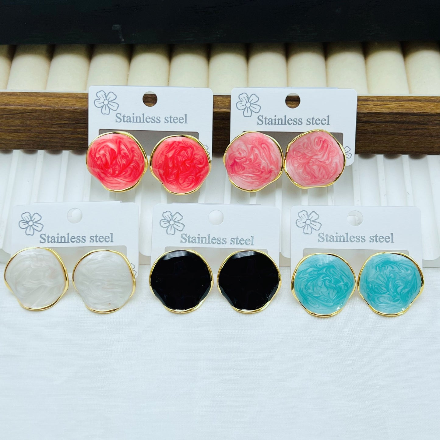 French Fashion Irregular Round Dripping Stainless Earrings