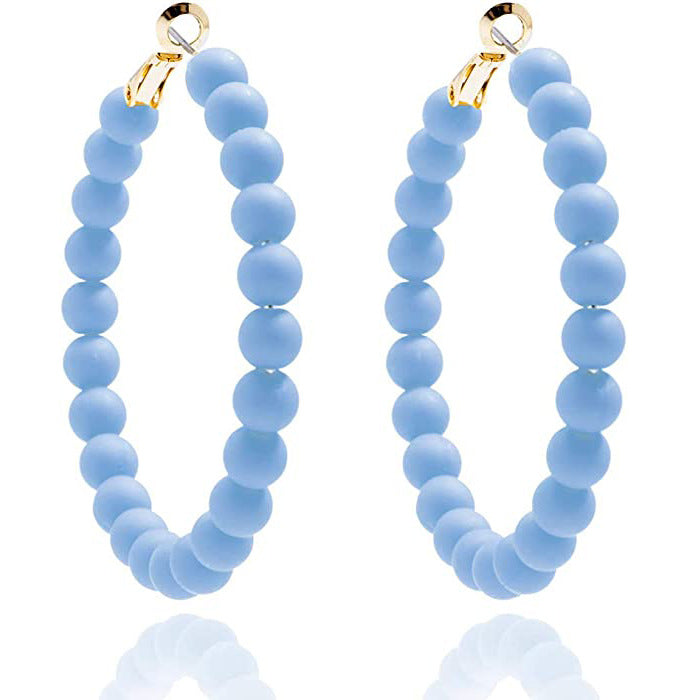 Women's Summer Colorful Acrylic Beads Round Bohemian Fashion Handmade Earrings