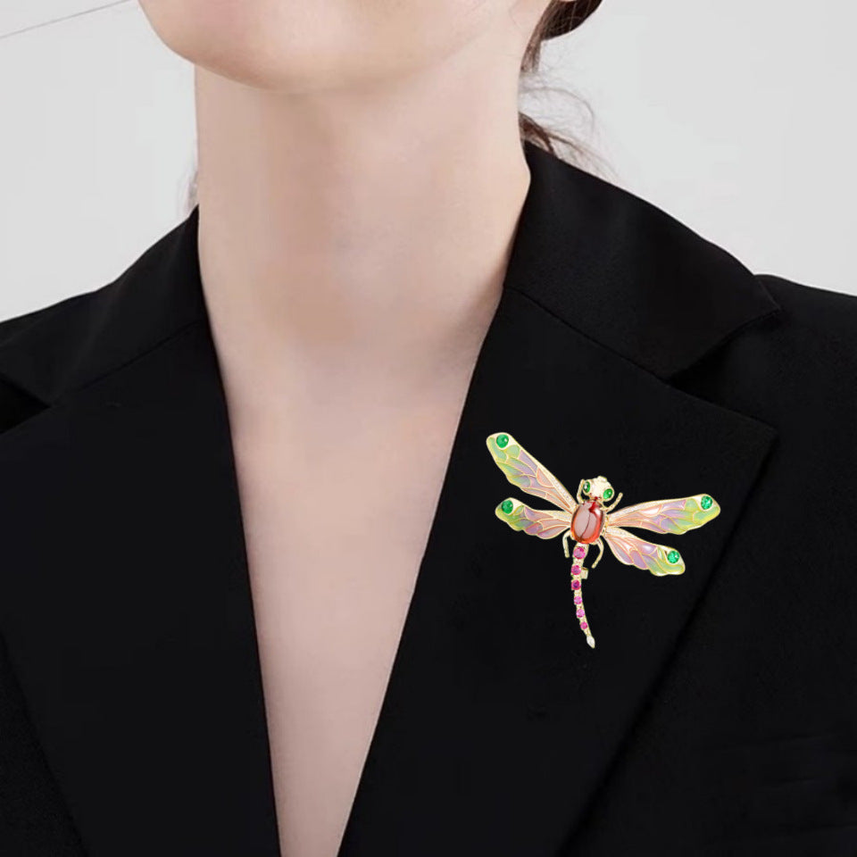 Dragonfly Breastpin Female Insect Painted Smart Brooches