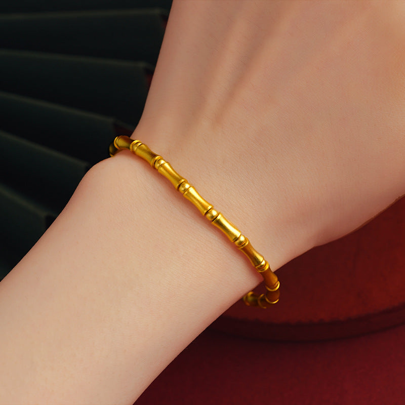 Women's Chinese Style Bamboo Joint Placer Gold Bracelets