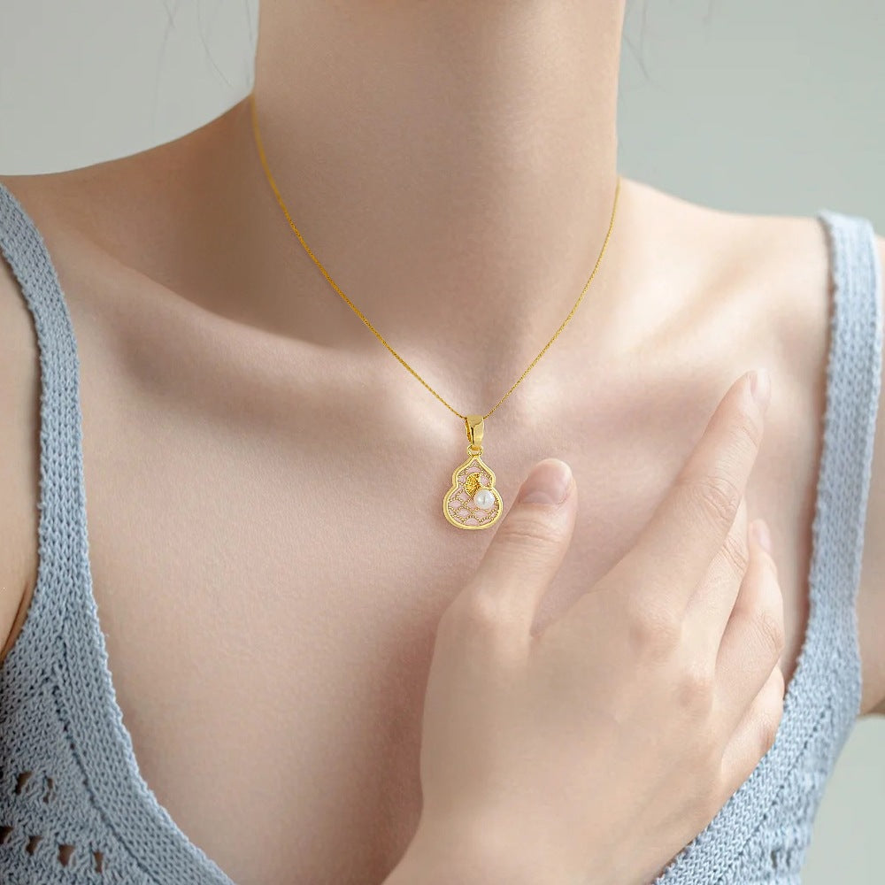 Women's Gourd Imitation Pearl Drop Oil Fashionable All Necklaces