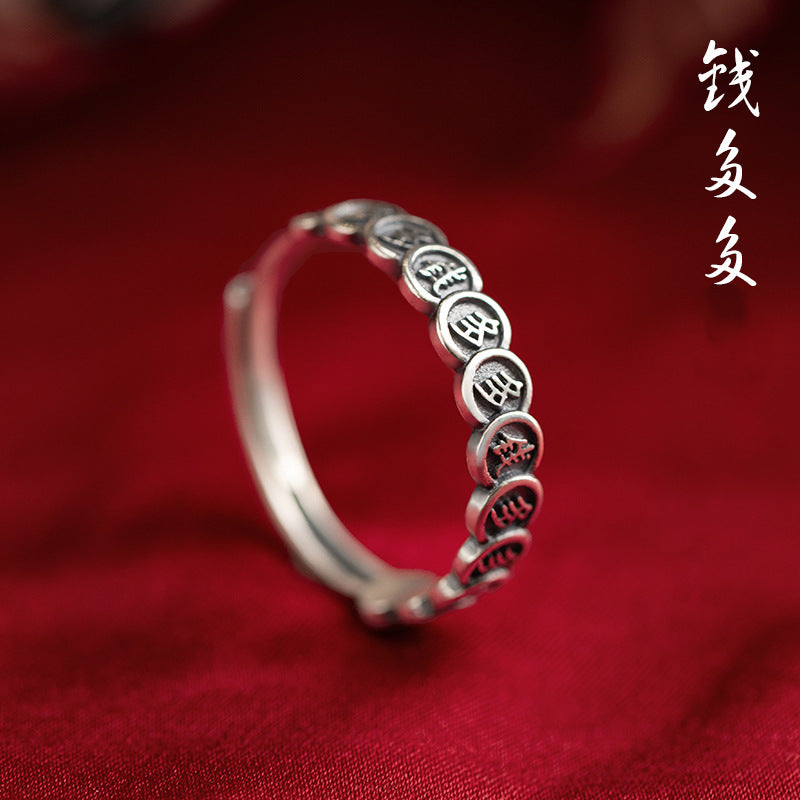 Duo Mahjong Female Niche Fashion Design Rings