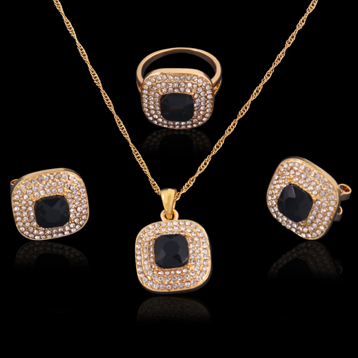 Charming Matching Watch Ruby Three-piece Retro Jewelry Set