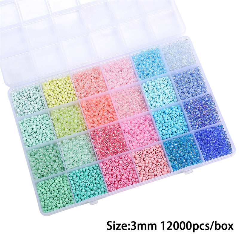 Grid Glass Color Straight Hole Bead Box Jewelry Accessories